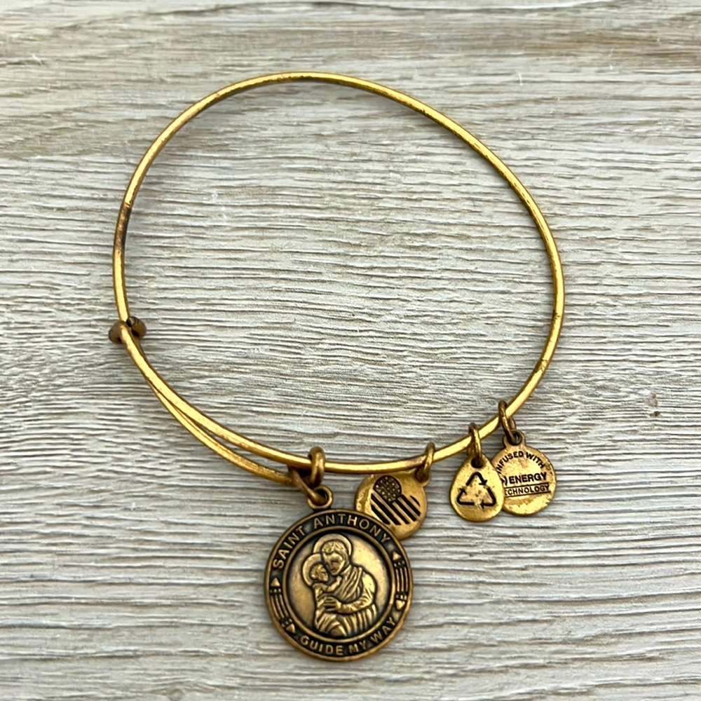 Alex and Ani Gold Tone St. Saint Anthony Charm Bangle Bracelet 2015